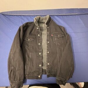Levi's Charcoal Denim Jacket with Sherpa Lining